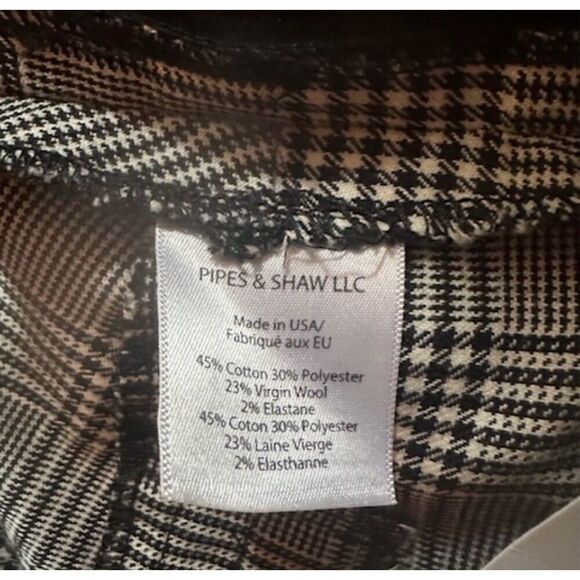 NWT - VERONICA BEARD White, Gray, and Black Glen Plaid "Cigarette" Pants - 6 - Picture 11 of 11